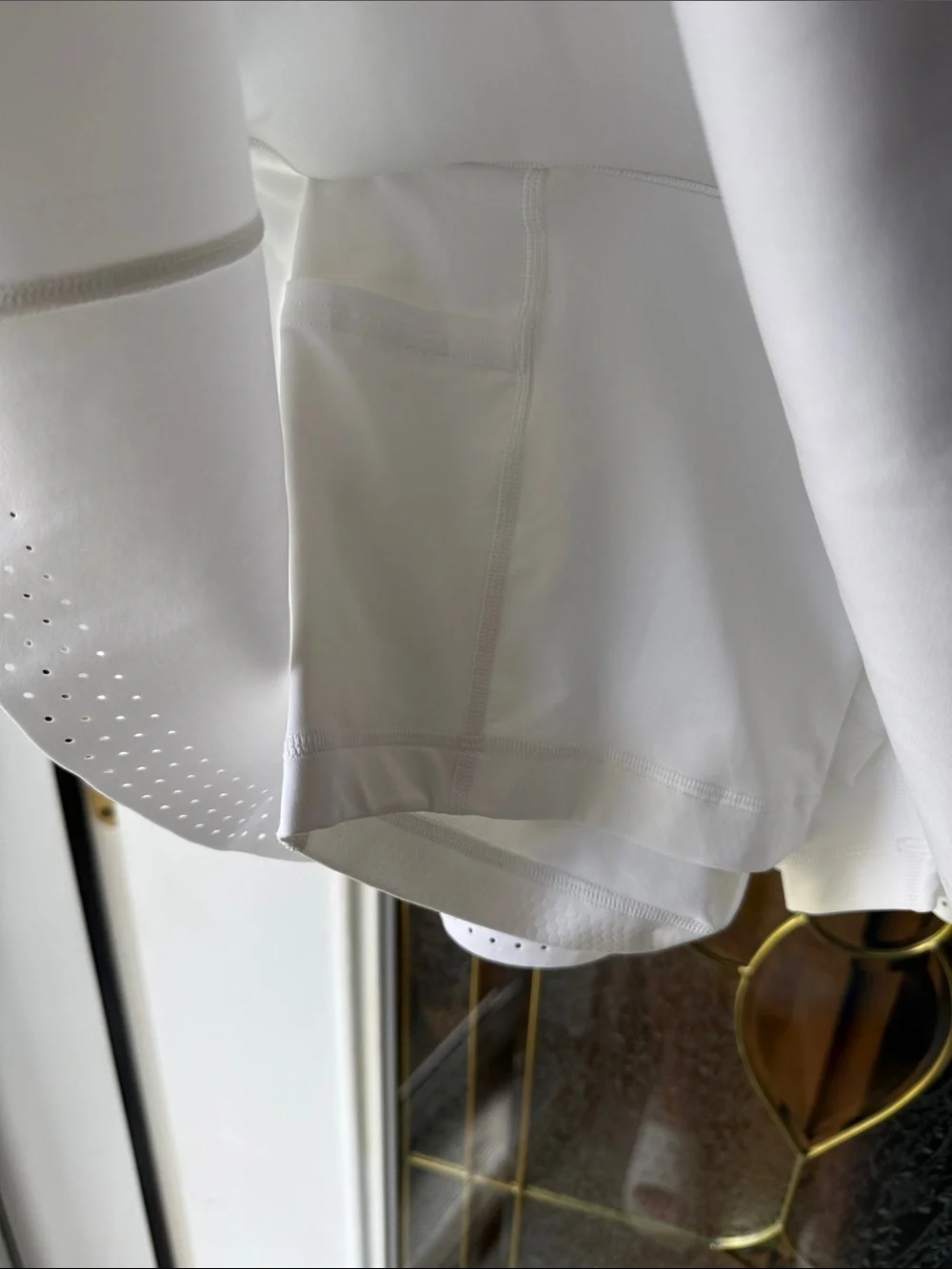 lululemon ventalated high rise  White Laser-Cut Flared Mini Skort